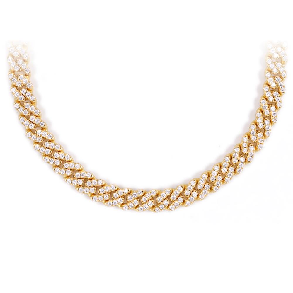 8MM Diamond Cuban Link Chain 14K Solid Yellow Gold