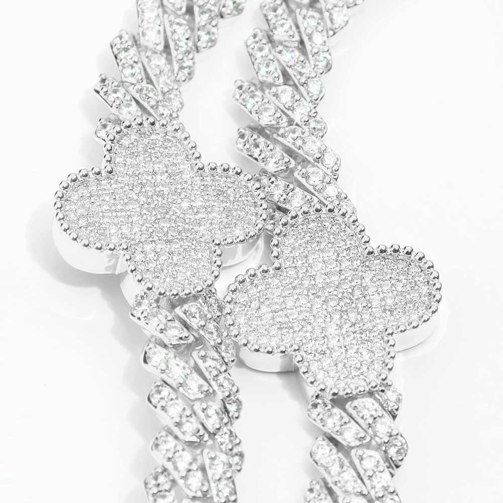 8mm four leaf cuban link chain white gold 3