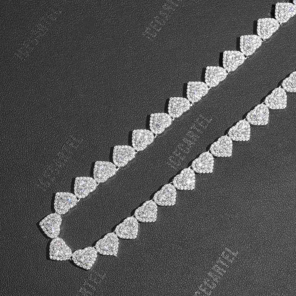 8mm iced out heart cluster chain 14k gold closeup