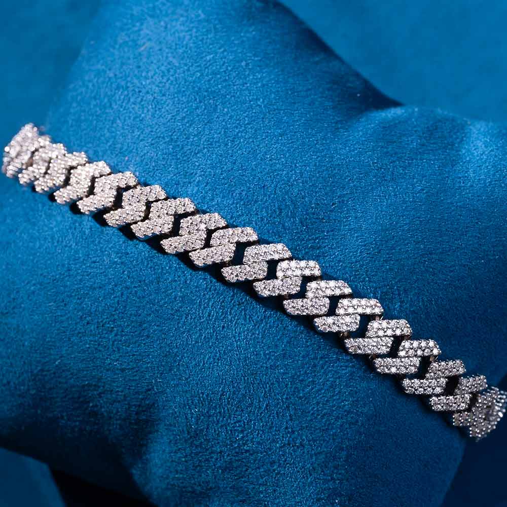 8mm moissanite cuban link bracelet white gold