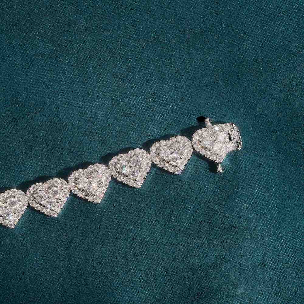 8MM Moissanite heart link bracelet end