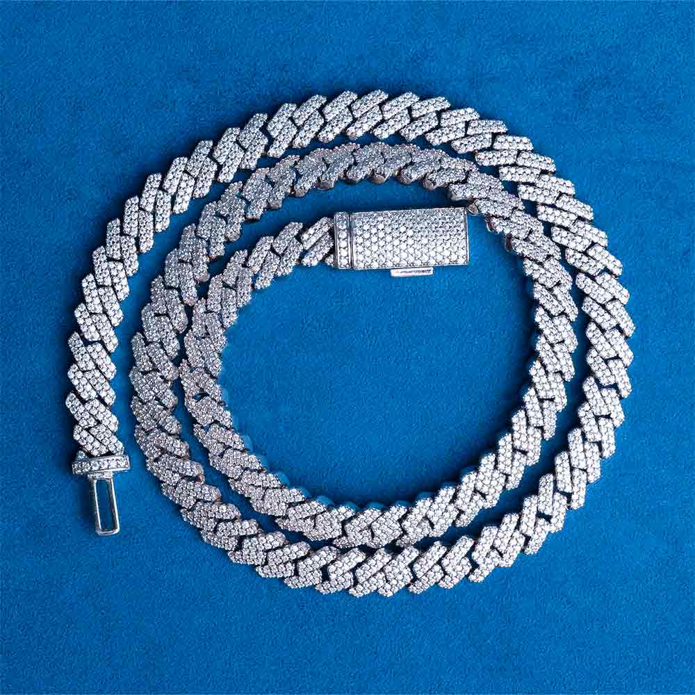 925 Silver mens vvs moissanite 8mm cuban link chain white gold 5