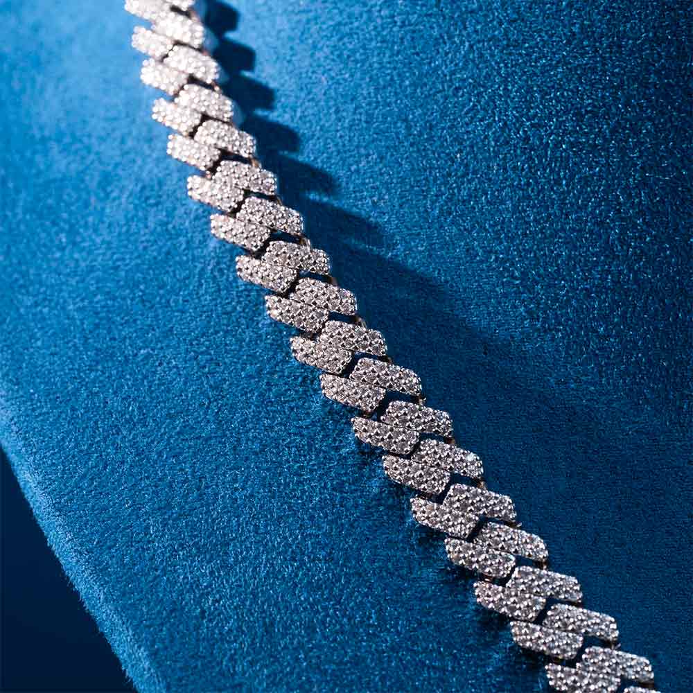 925 Silver mens vvs moissanite 8mm cuban link chain white gold zoom 1
