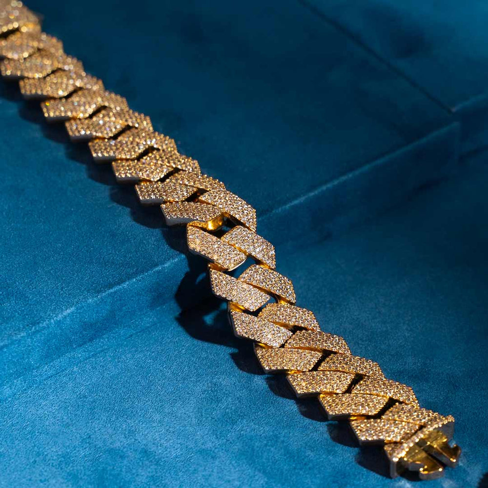 925 silver mens 20mm moissanite cuban link bracelet real 14k yellow gold