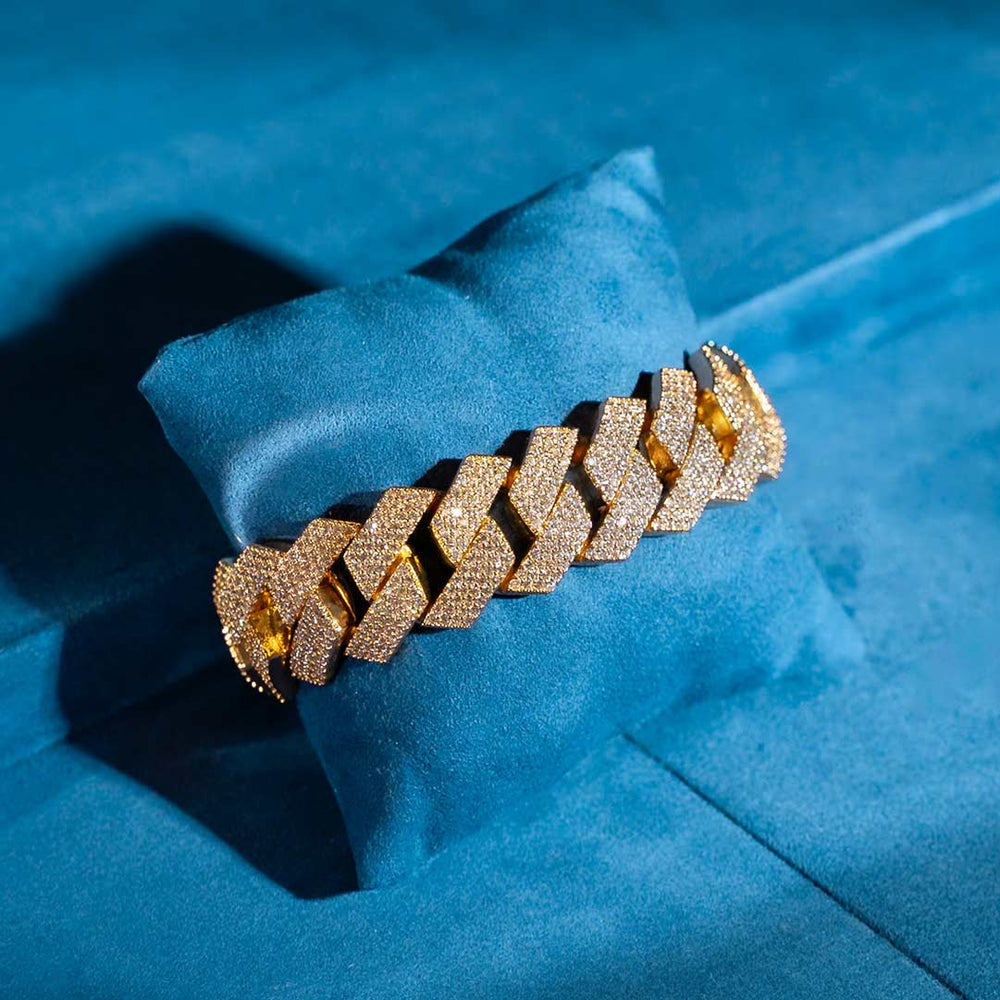 925 silver mens 20mm moissanite miami cuban link bracelet real 14k yellow gold