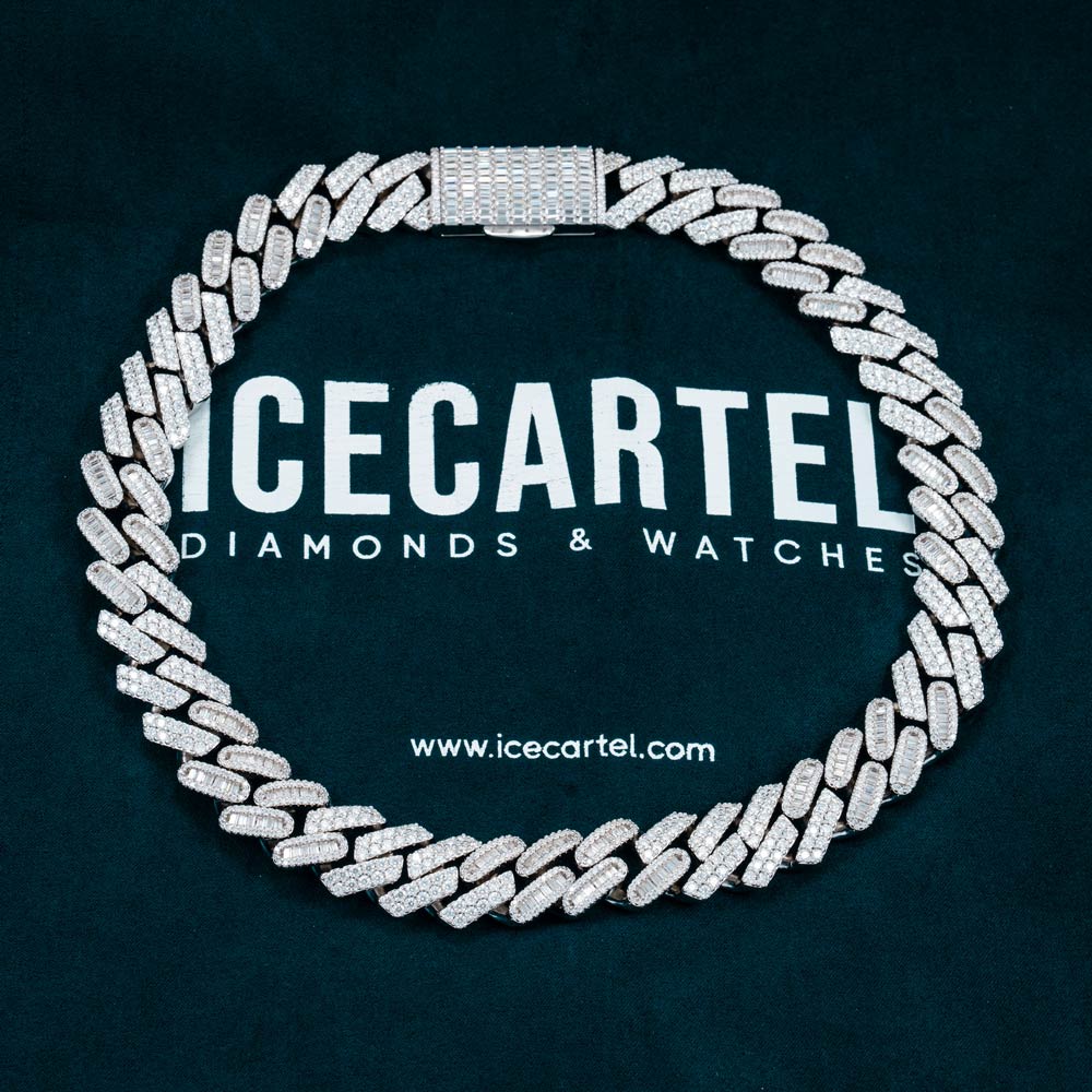 925 silver mens mixed cut moissanite cuban link chain necklace 14k white gold icecartel