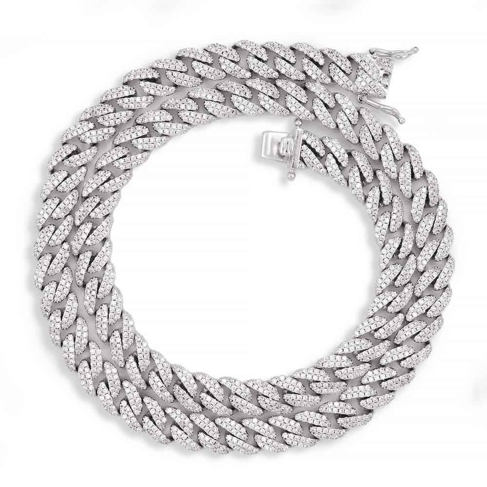 9MM Diamond Cuban Link Chain 14K Solid Gold full