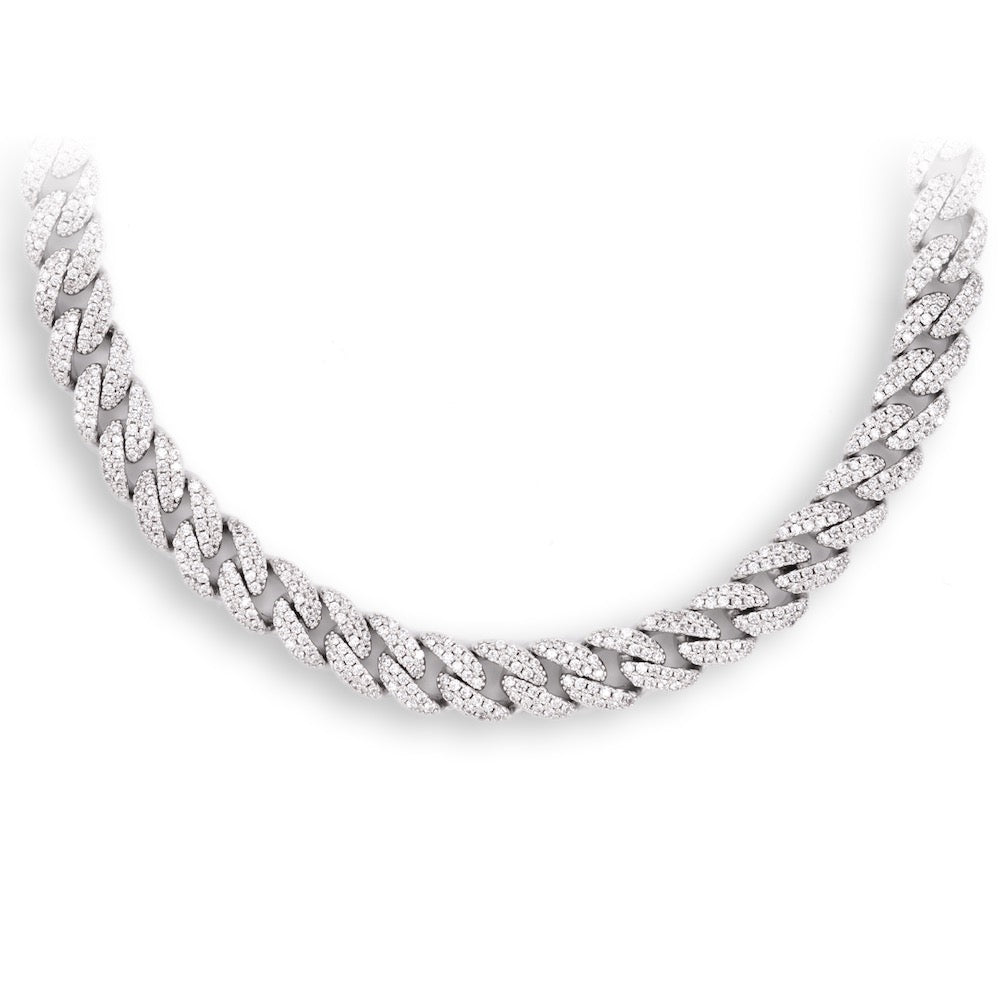 9MM Diamond Cuban Link Chain 14K Solid Gold