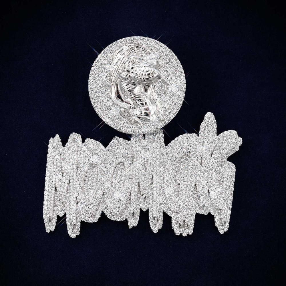 BIG MOOMGNG Custom Moissanite Name Pendant 14K Gold icecartel main