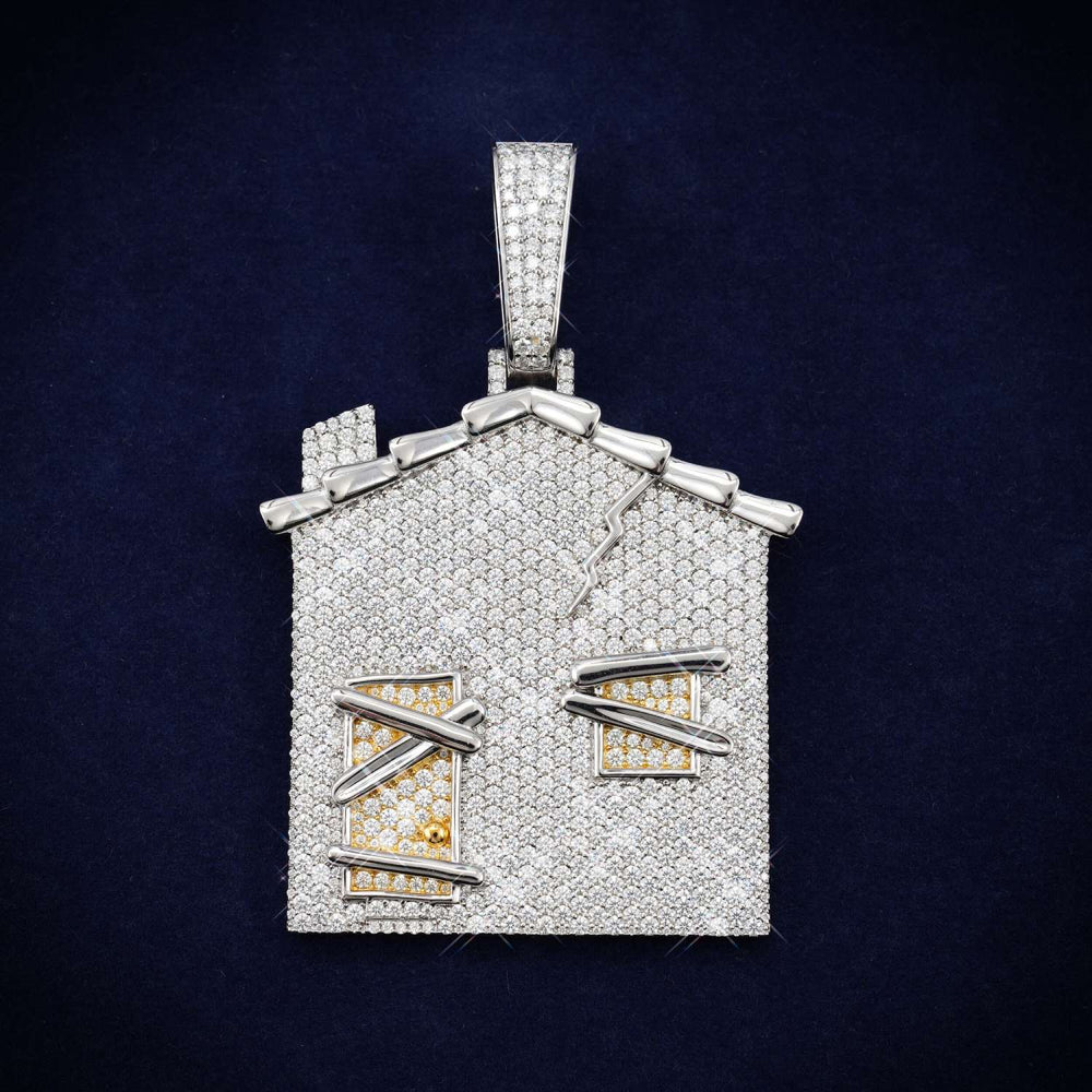 BROKEN HOME Custom Moissanite Logo Pendant 14K Gold icecartel main