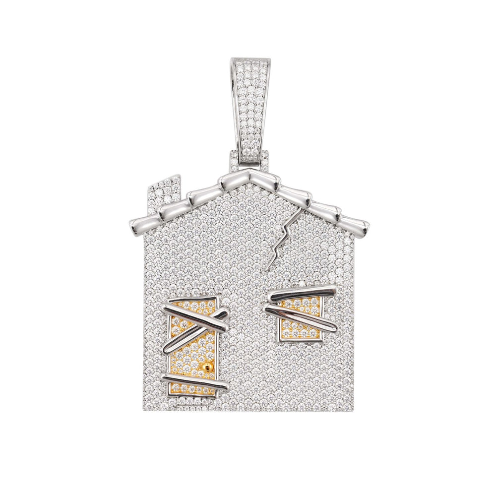 BROKEN HOME Custom Moissanite Logo Pendant 14K Gold icecartel white