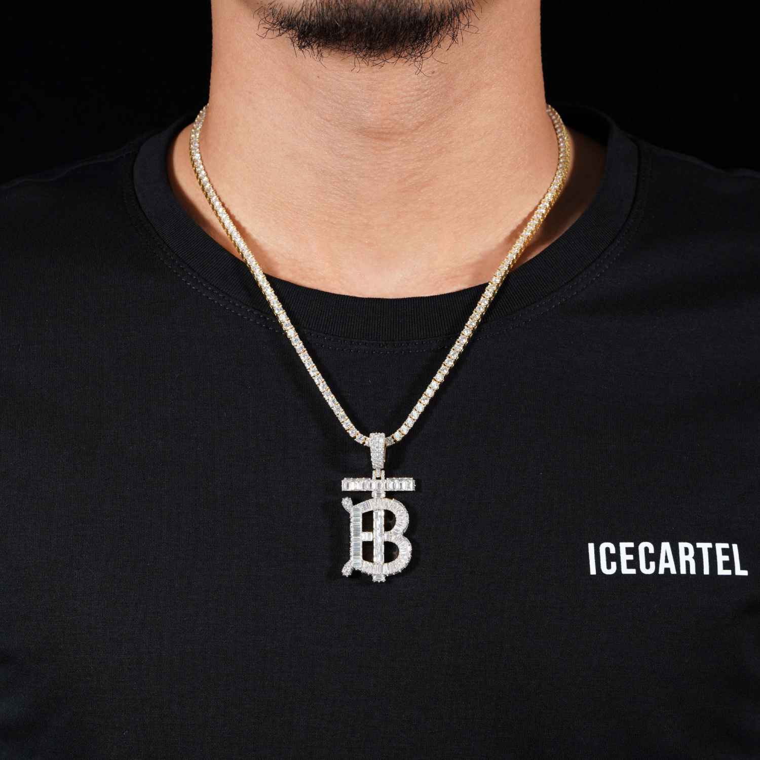 "BT" Custom Moissanite Pendant 14K Gold model