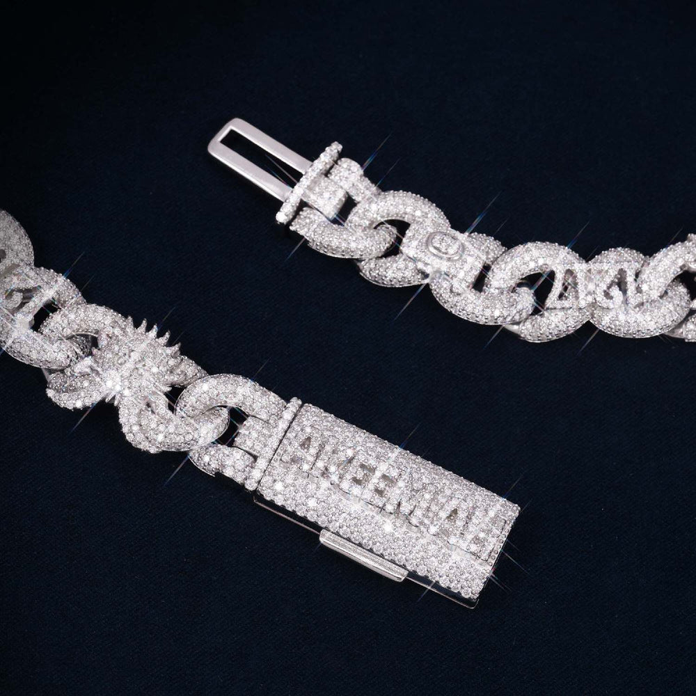 Custom Moissanite Infinity Link Clown Chain 14K Gold icecartel clasp