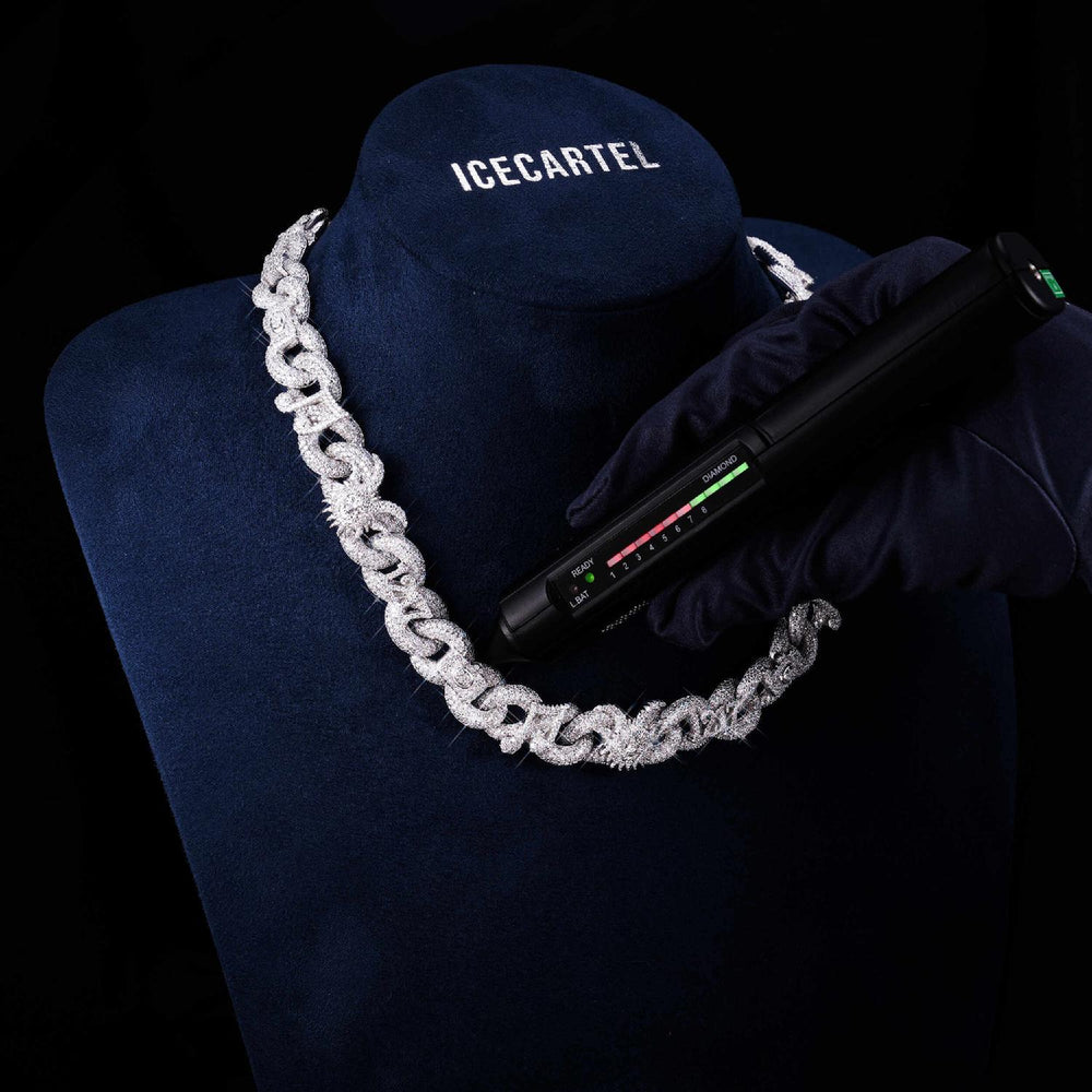 Custom Moissanite Infinity Link Clown Chain 14K Gold icecartel test