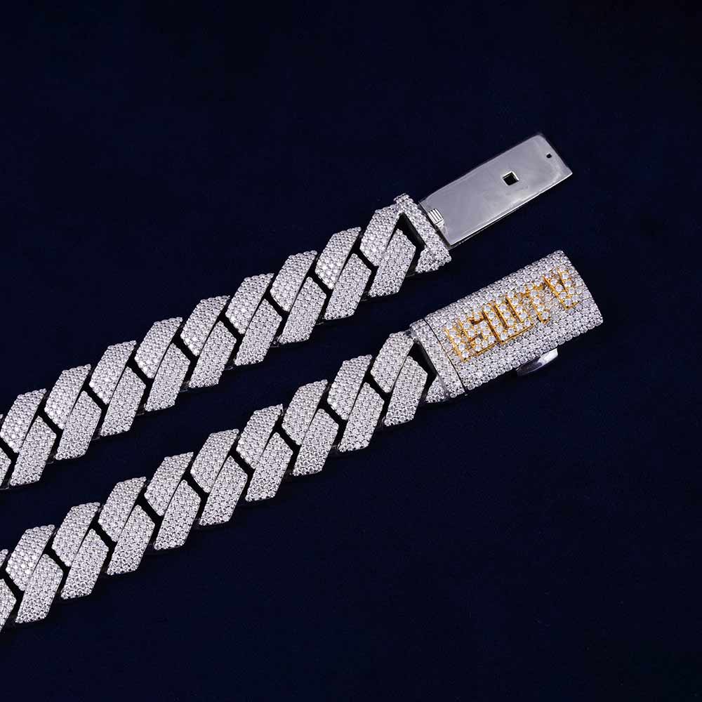 Custom clasp 4 row 20mm moissanite cuban link chain 3