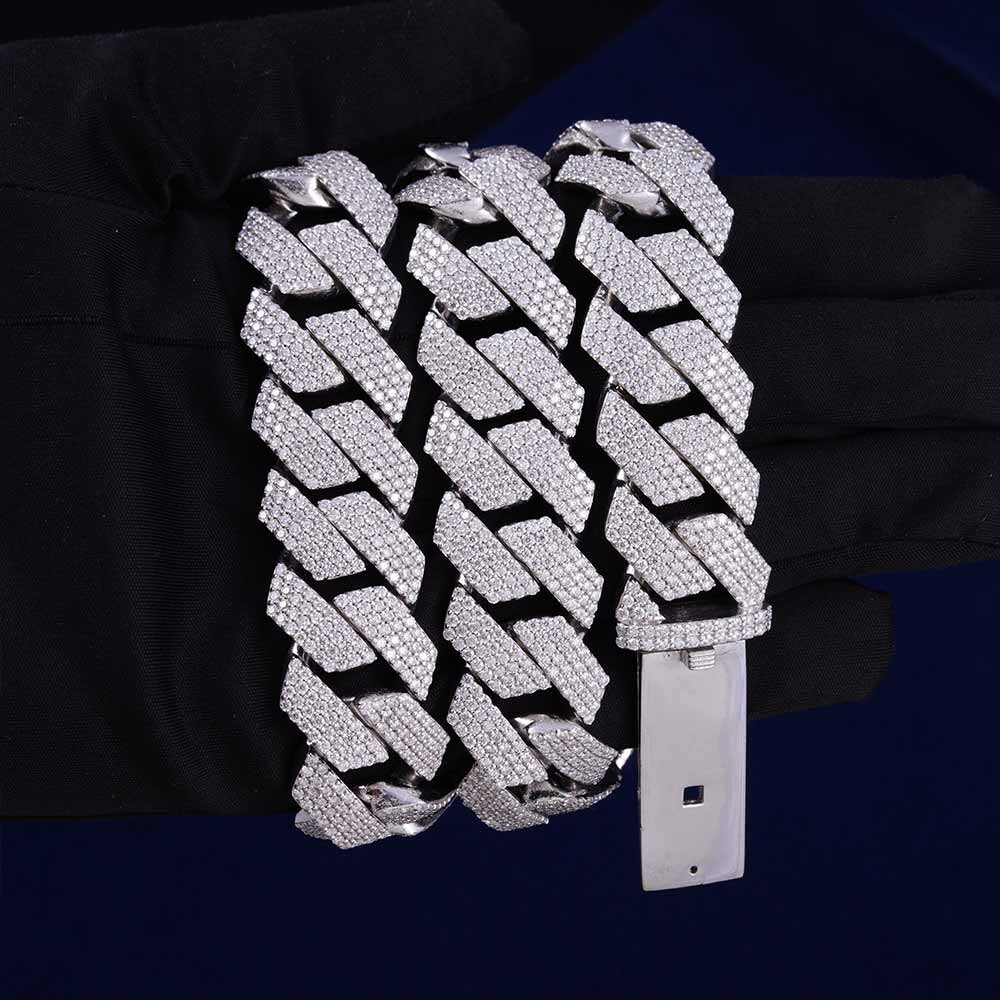 Custom clasp 4 row 20mm moissanite cuban link chain 4