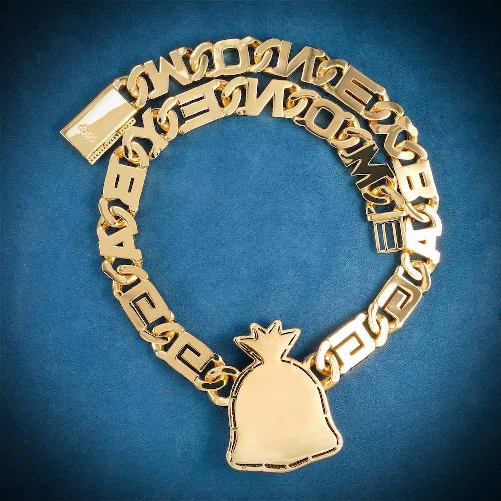 Custom Moneybag Chain Pendant 14K Gold backside