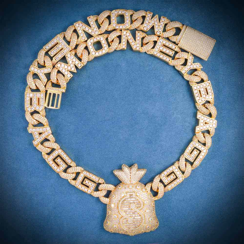 Custom Moneybag Chain Pendant 14K Gold clean