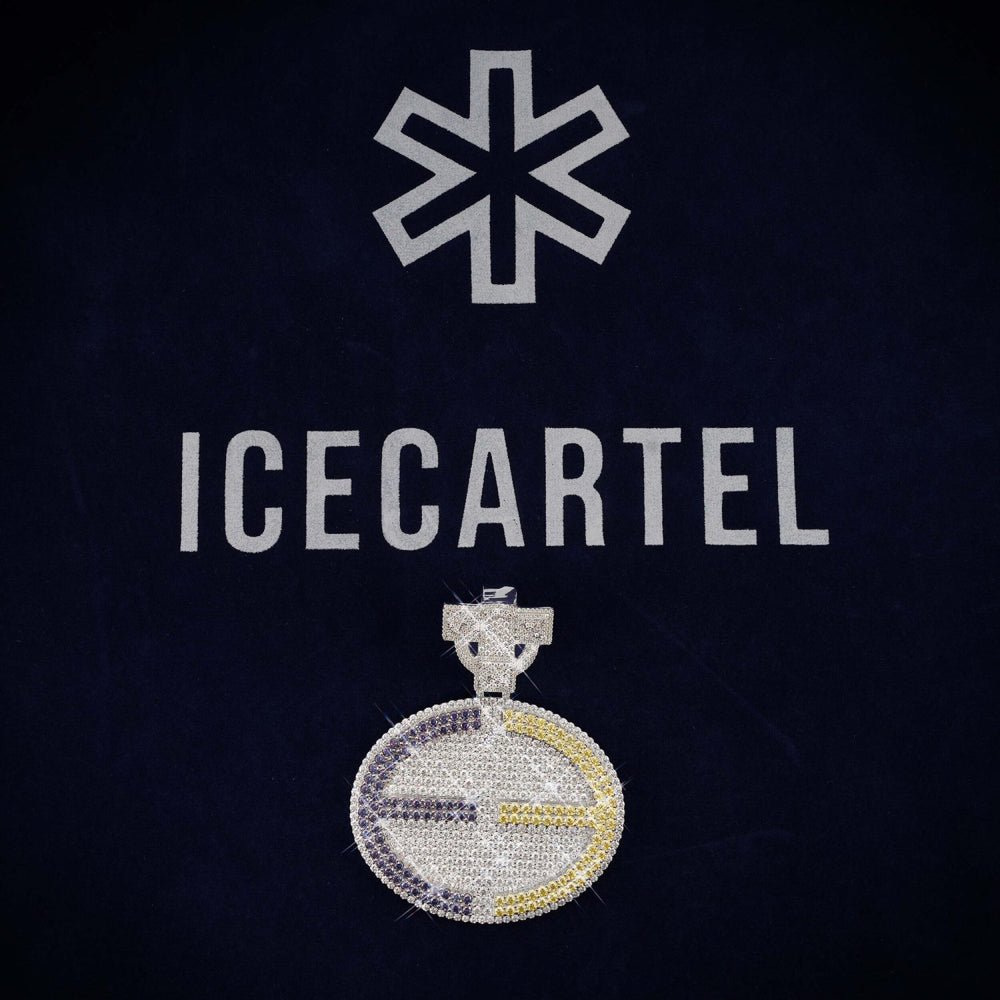 E Custom Circle Moissanite Pendant 14K Gold icecartel