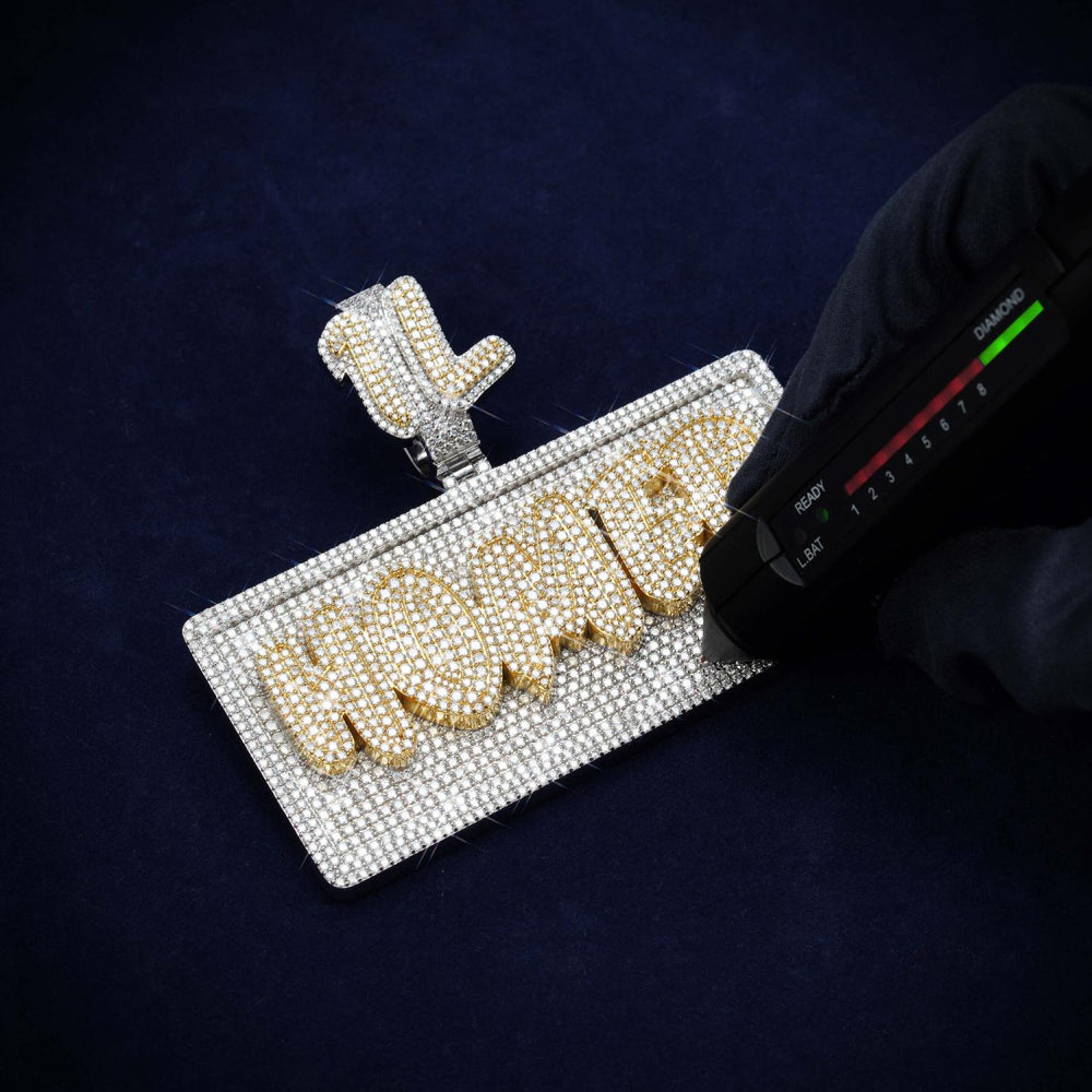HOMER Custom Moissanite Name Pendant 14K Gold icecartel test