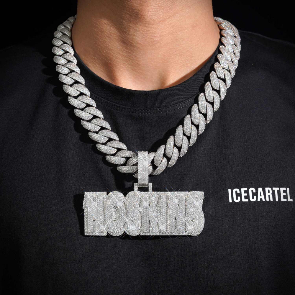 HOSKINS Custom Moissanite Name Pendant 14K Gold ICECARTEL MODEL