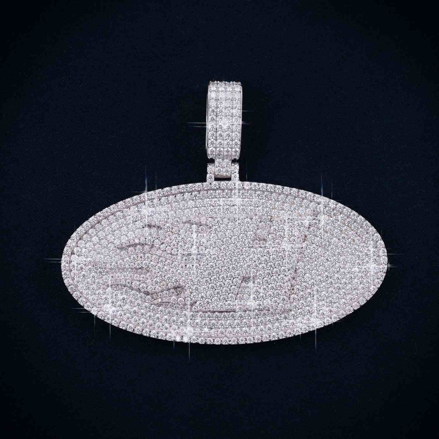 "H" Custom Moissanite Pendant 14K Gold 1