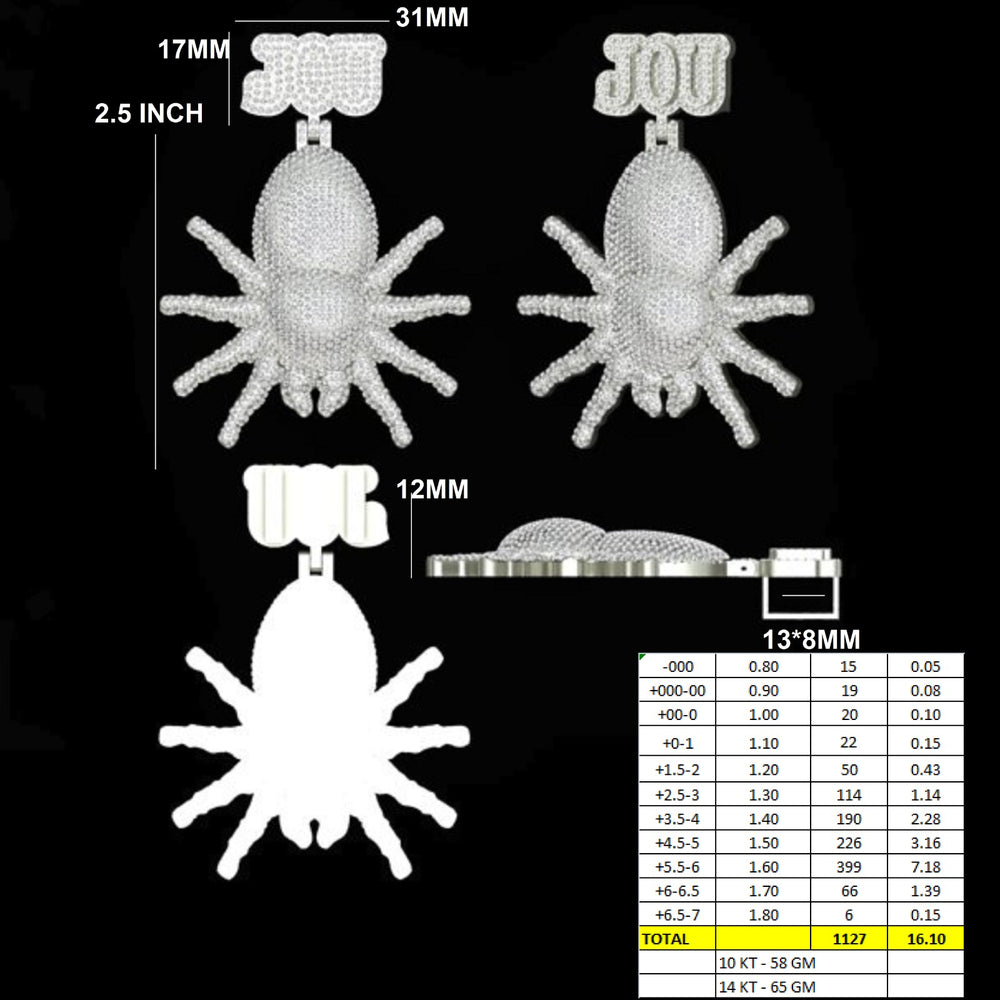 Icecartel spider lou custom moissanite pendant cad design
