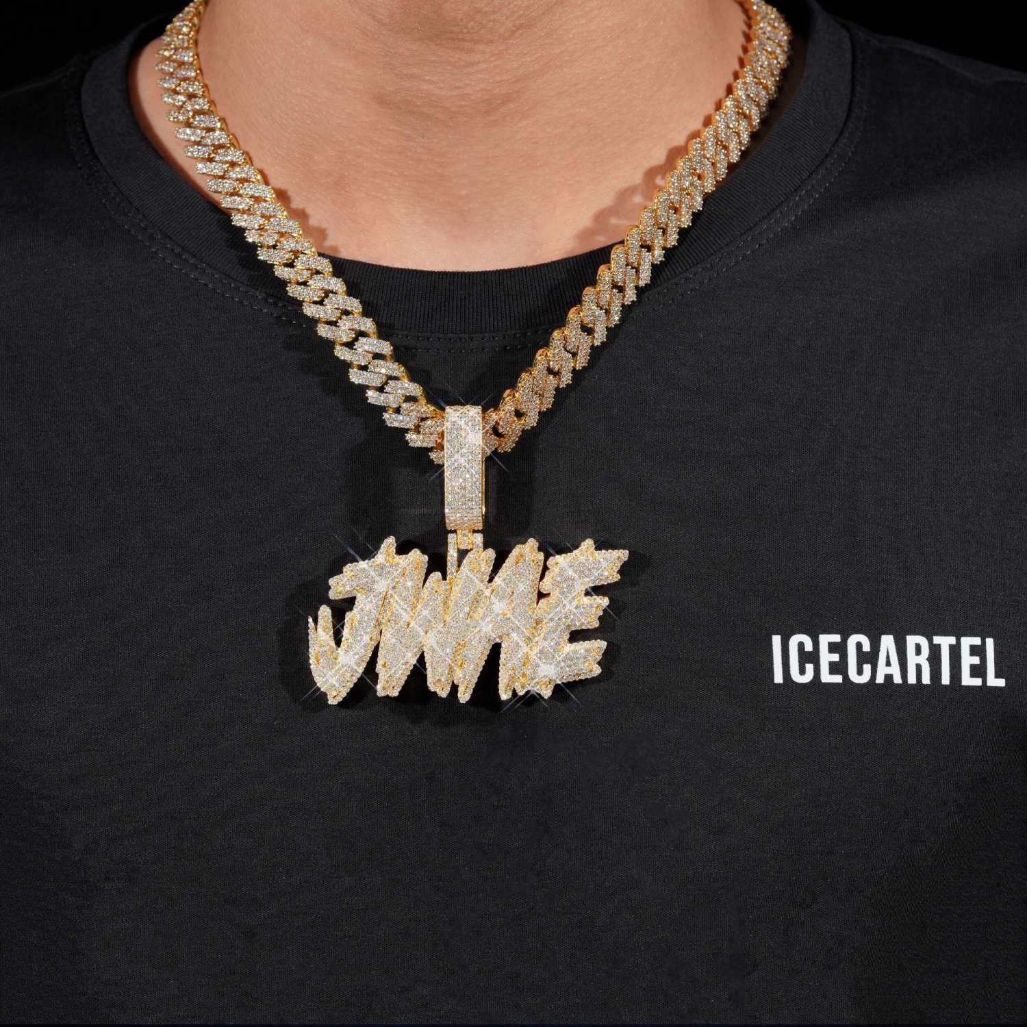 JWAE Custom Moissanite Name Pendant 14K Gold icecartel model