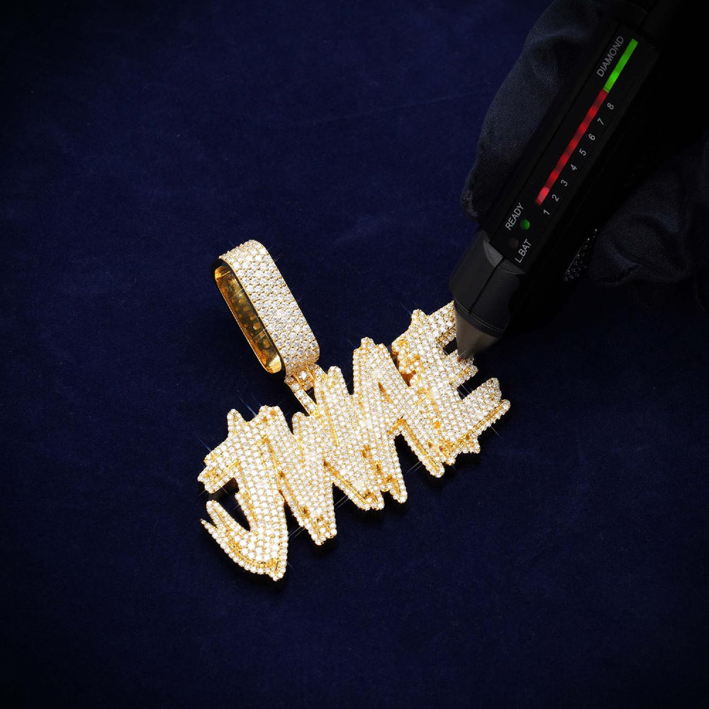 JWAE Custom Moissanite Name Pendant 14K Gold icecartel test