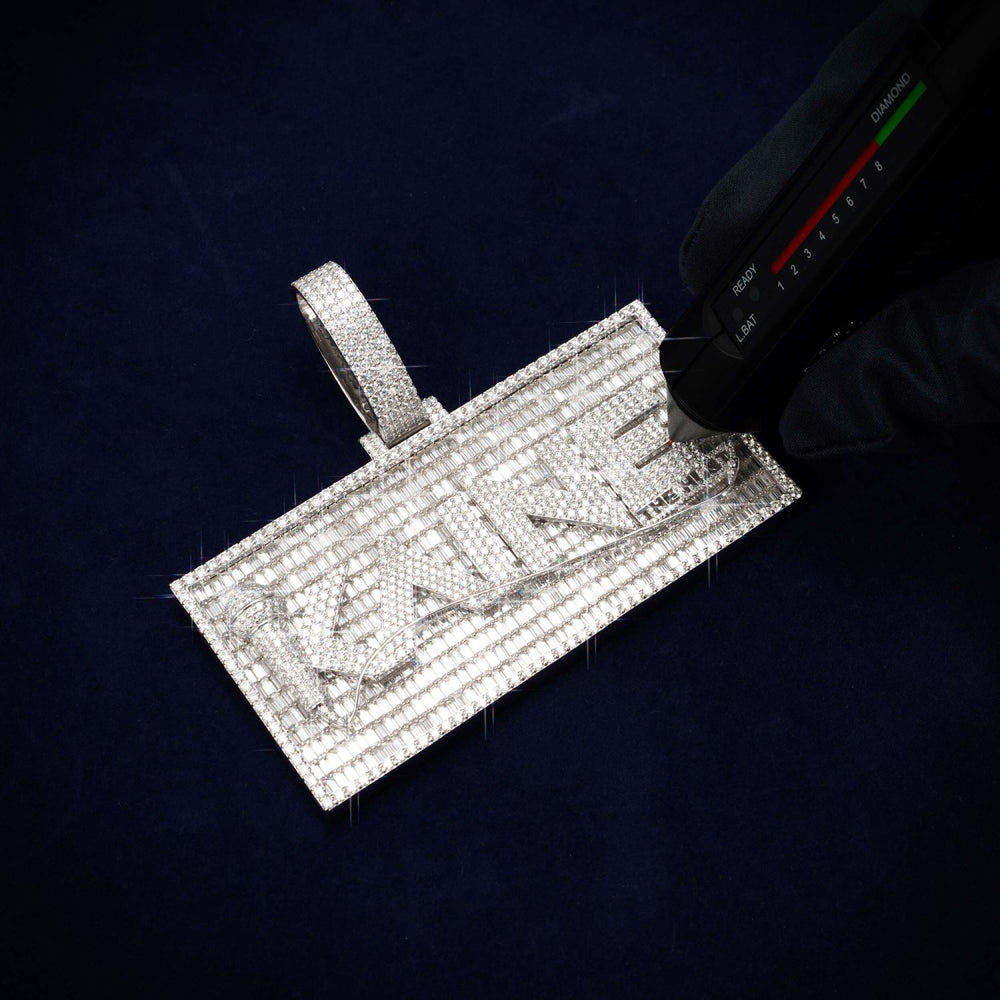KAINE Custom Moissanite Name Pendant 14K Gold icecartel test