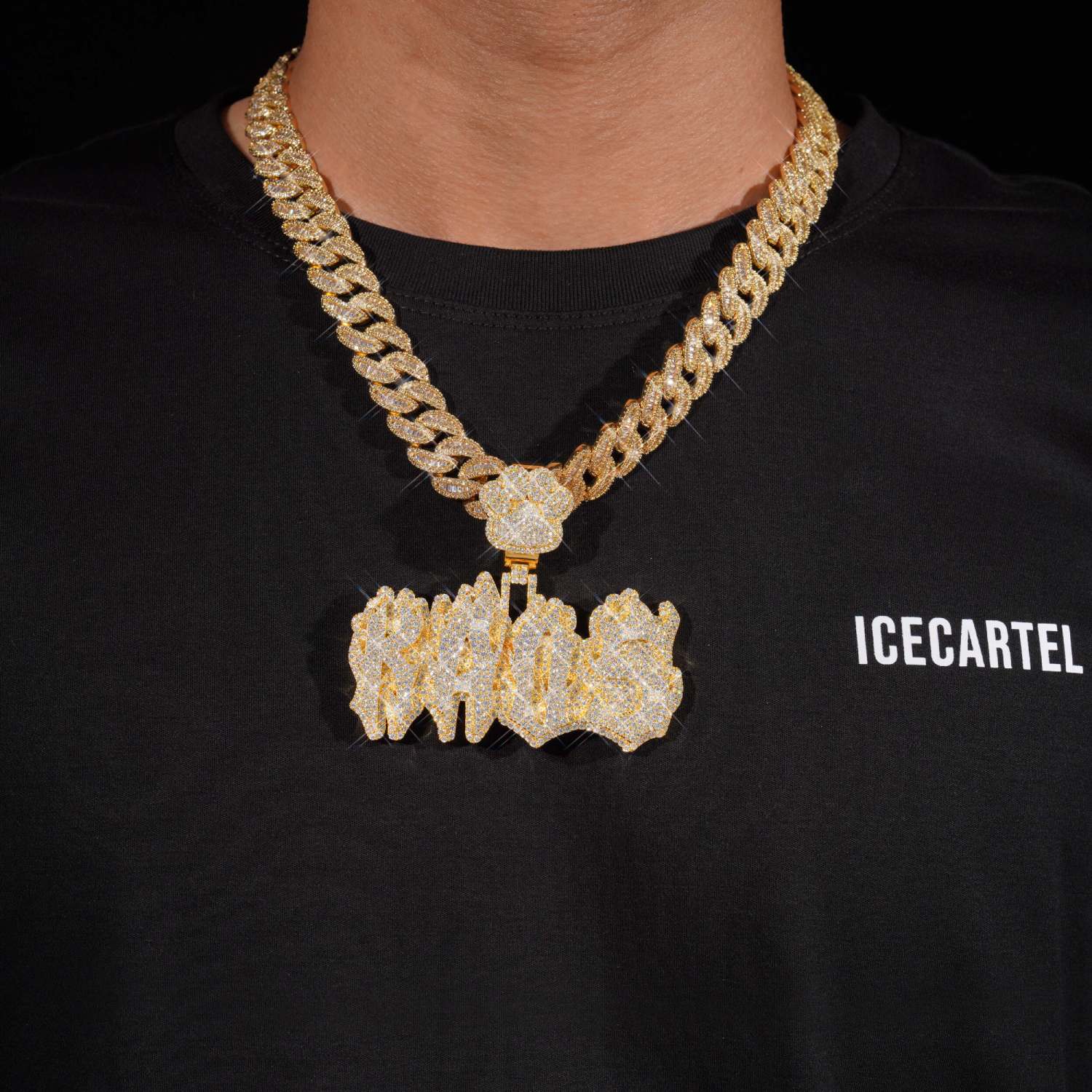 "KAOS" Custom Moissanite Pendant 14K Gold model