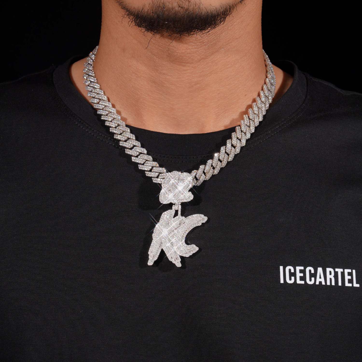 "KC" Custom Moissanite Pendant 14K Gold model