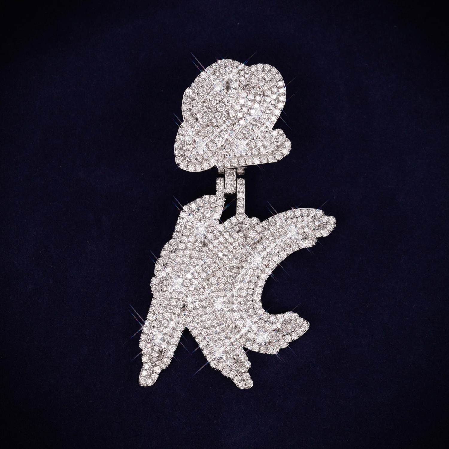 "KC" Custom Moissanite Pendant 14K Gold 1