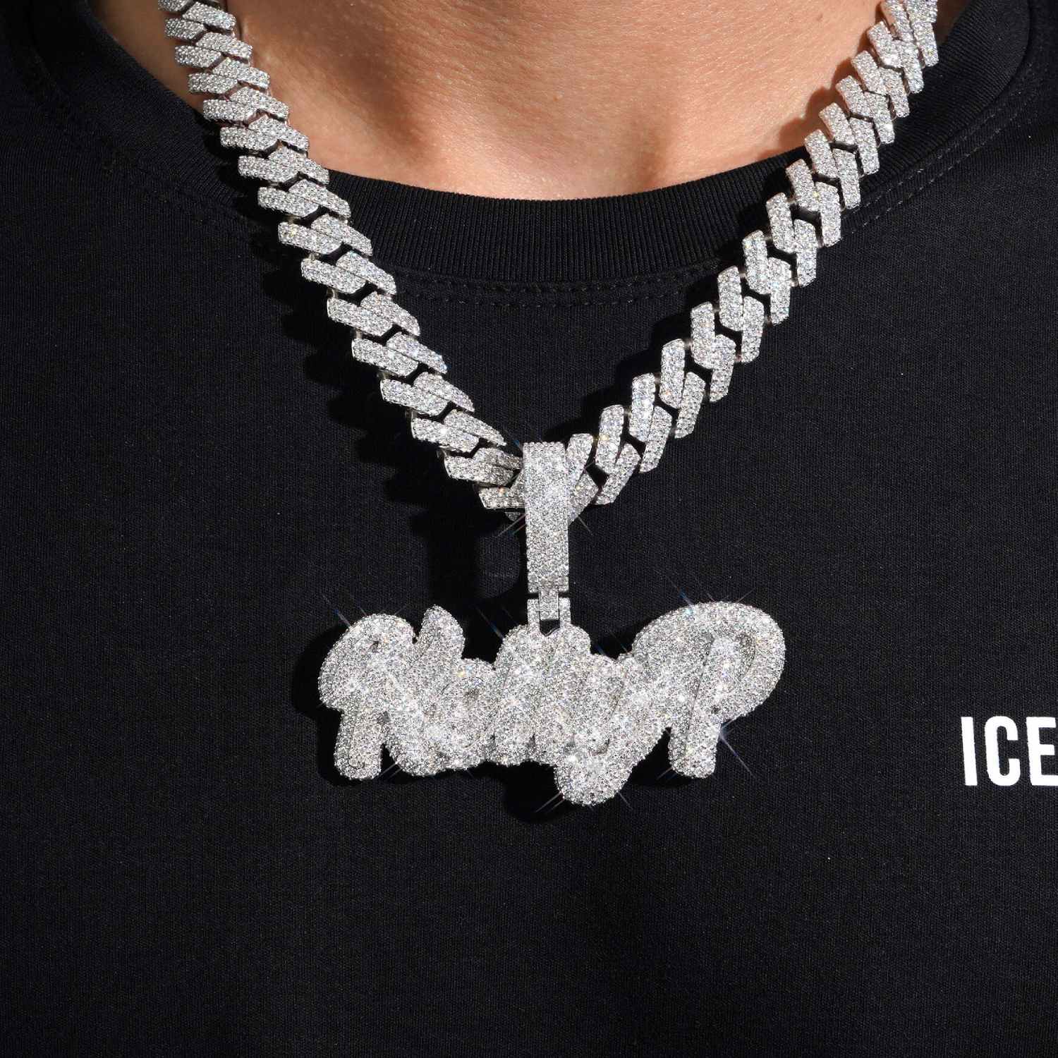 Kelly P Custom Moissanite Name Pendant 14K Gold icecartel model