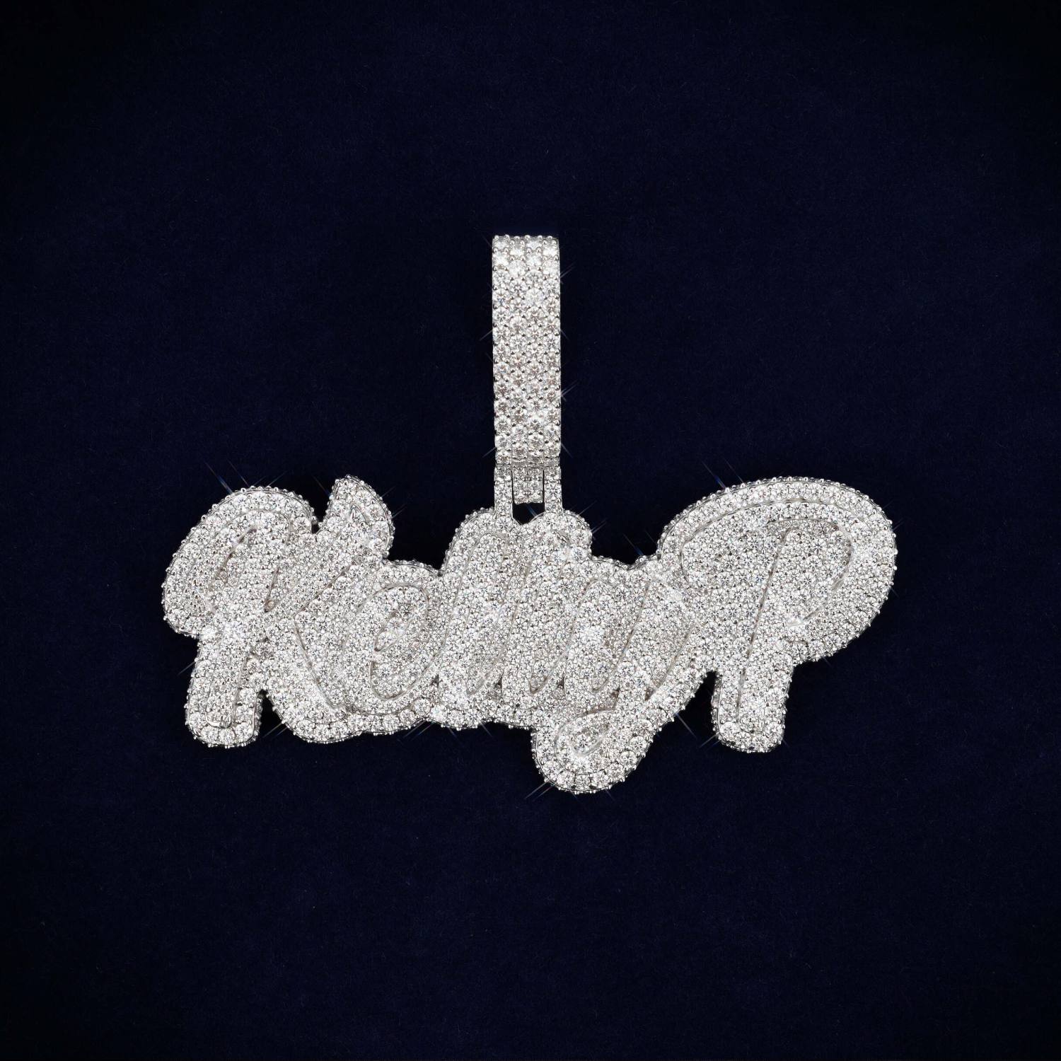 Kelly P Custom Moissanite Name Pendant 14K Gold icecartel