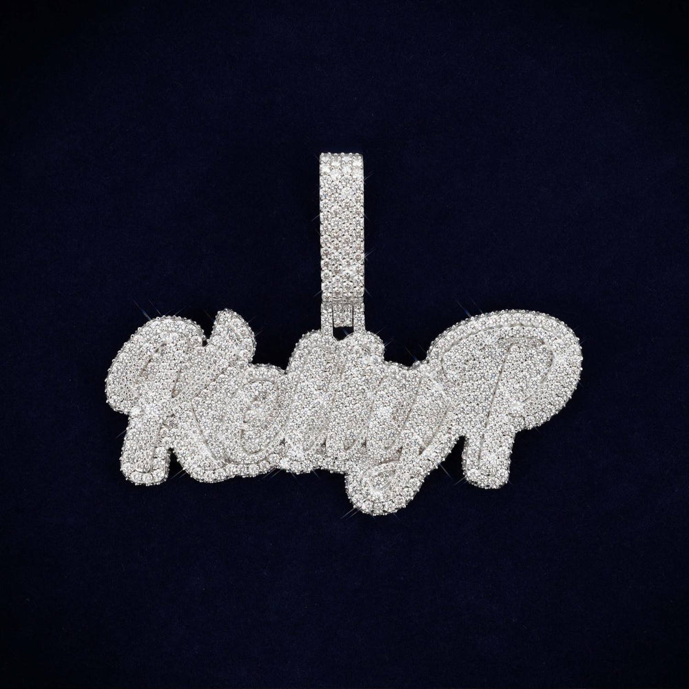 Kelly P Custom Moissanite Name Pendant 14K Gold icecartel