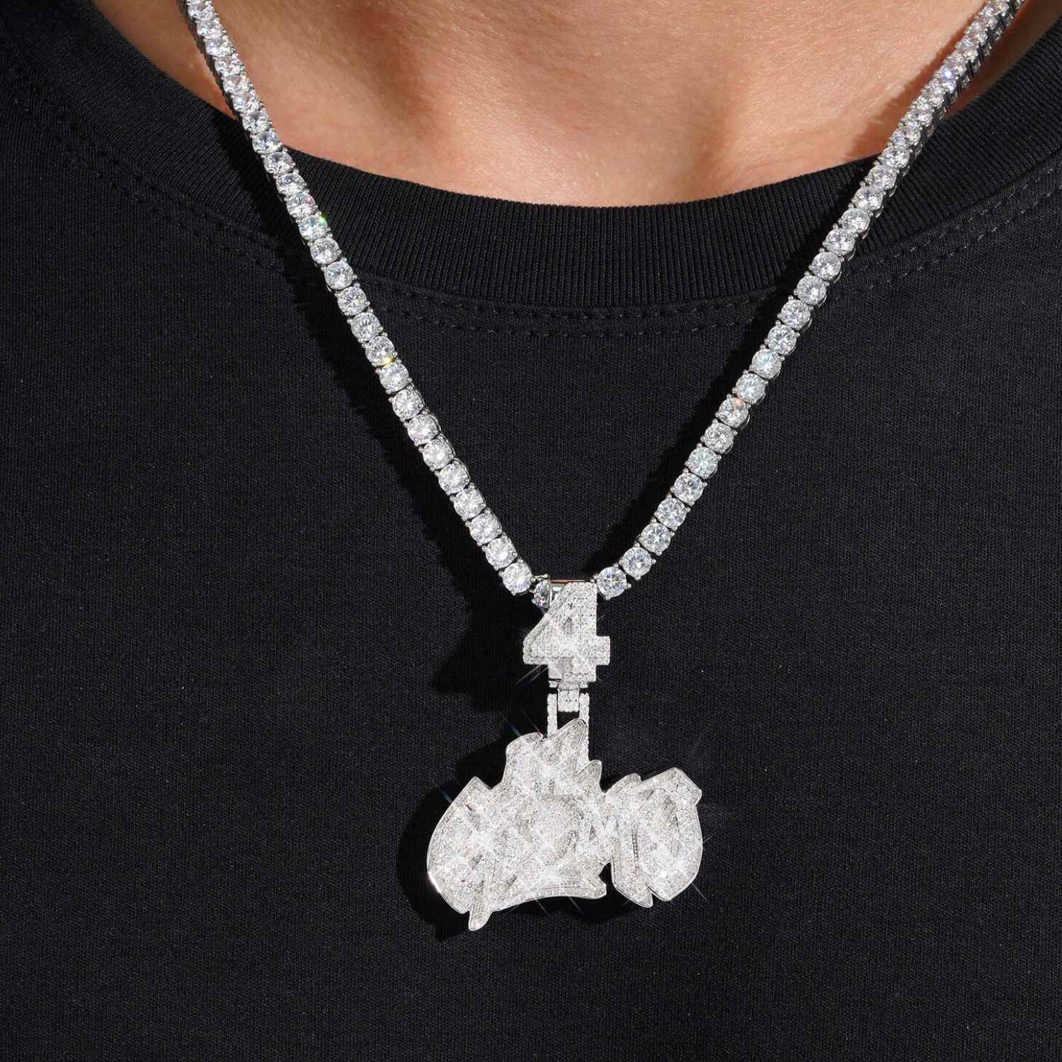 LIL GIZMO 4 Custom Name Moissanite Pendant 14K Gold icecartel model