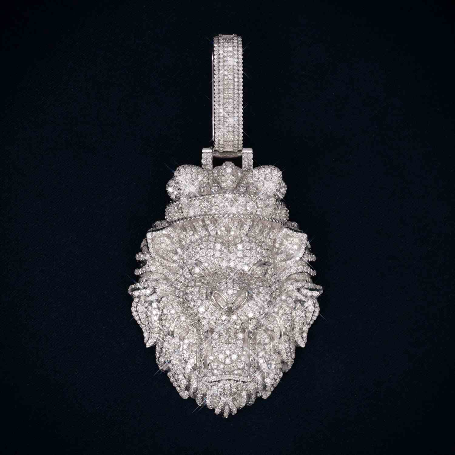 "LION" Custom Moissanite Pendant 14K Gold 1