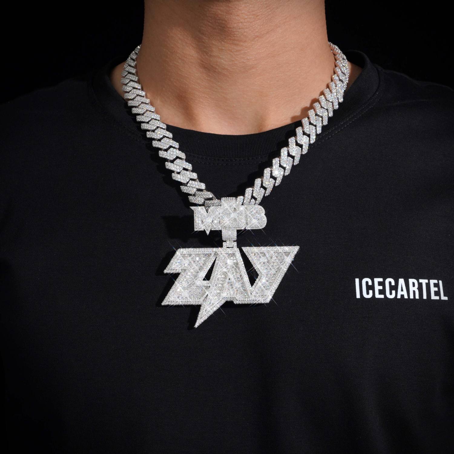MCLB ZAY Custom Moissanite Name Pendant 14K Gold icecartel model