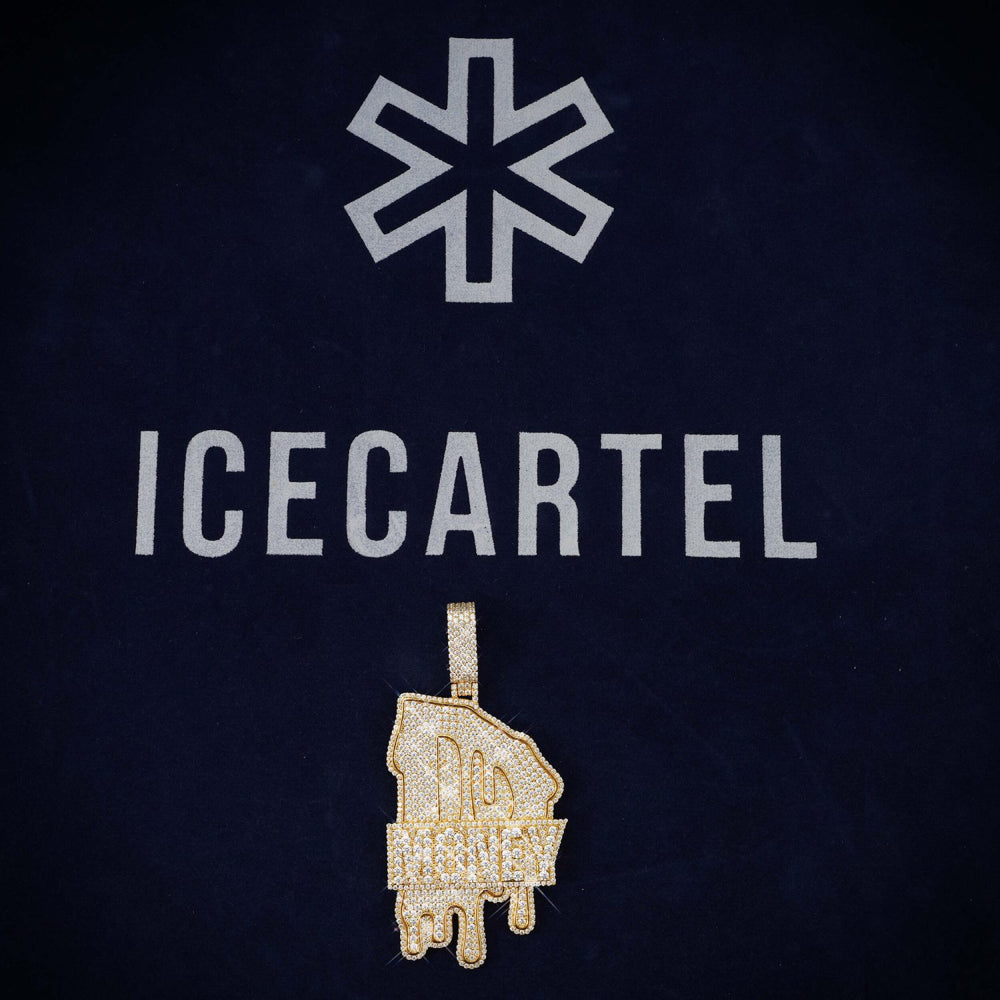 MONEY Custom Moissanite Name Pendant 14K Gold ICECARTEL