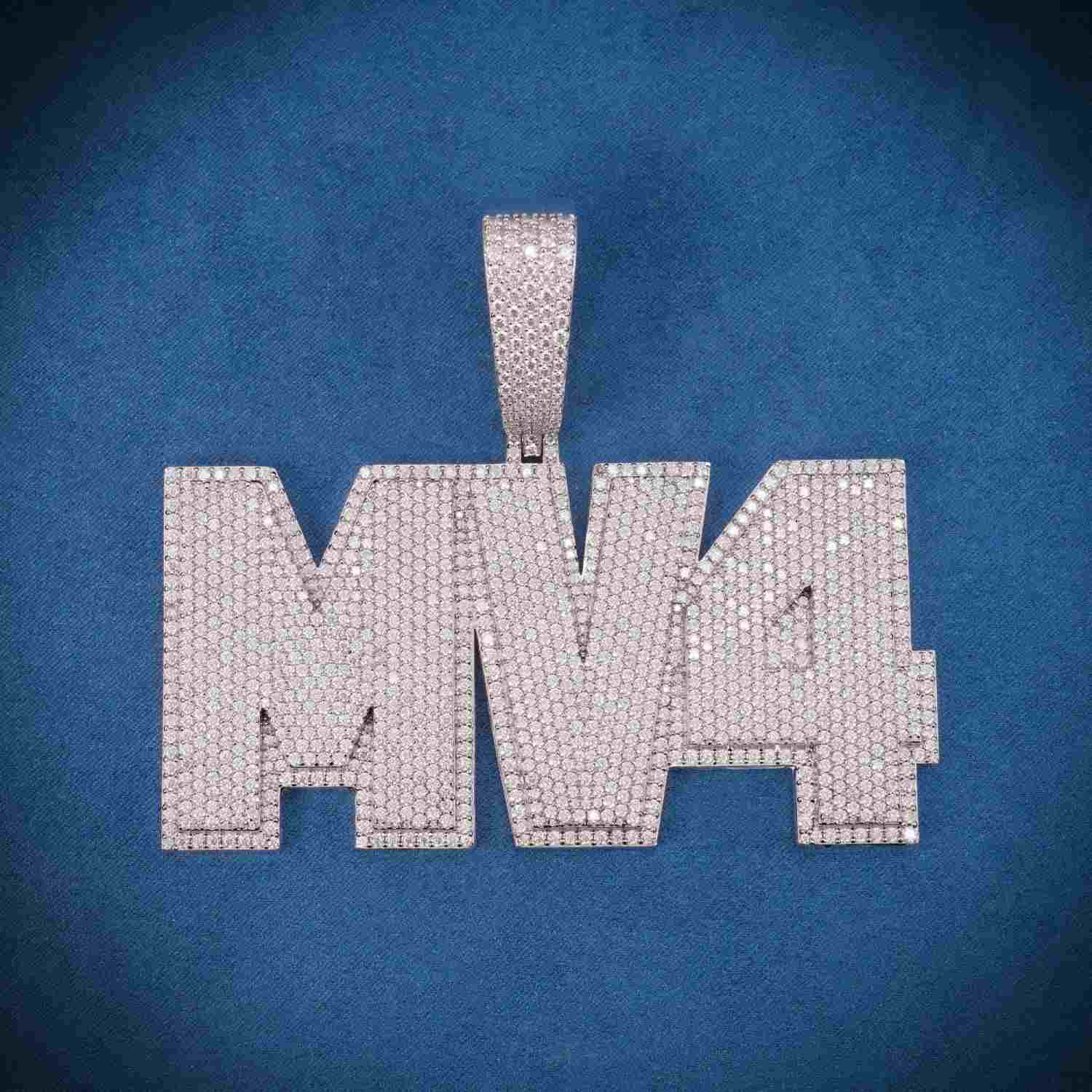 "MV4" Custom Moissanite Pendant 14k Gold 1