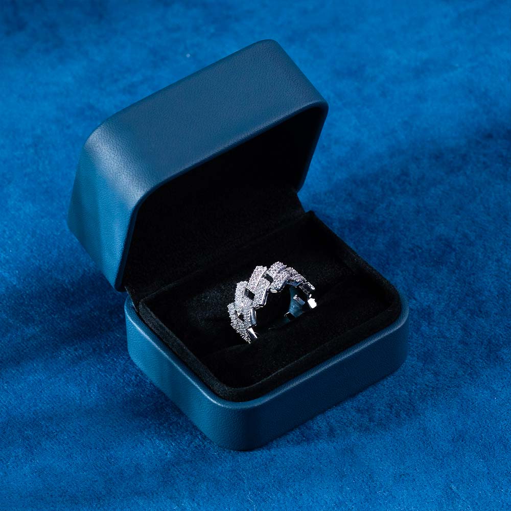 Mens moissanite cuban link ring box