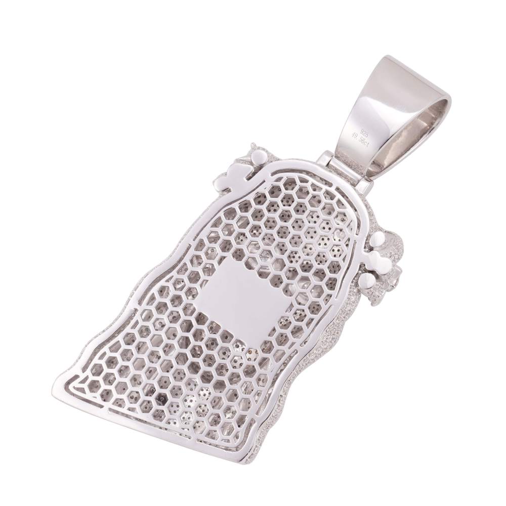 Moissanite Flower Beads Jesus Pendant 14K Gold 4