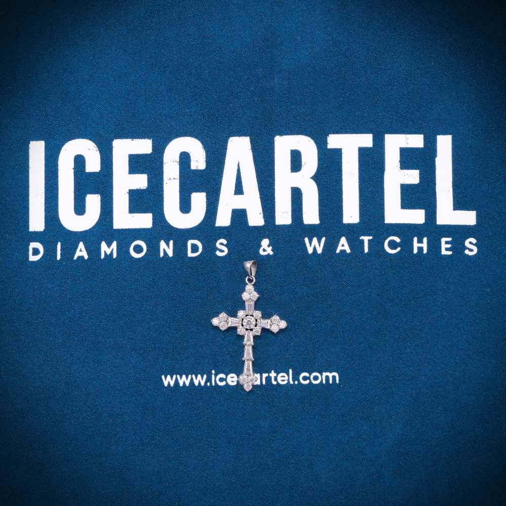 Moissanite Latin Cross Pendant 14K Gold 4