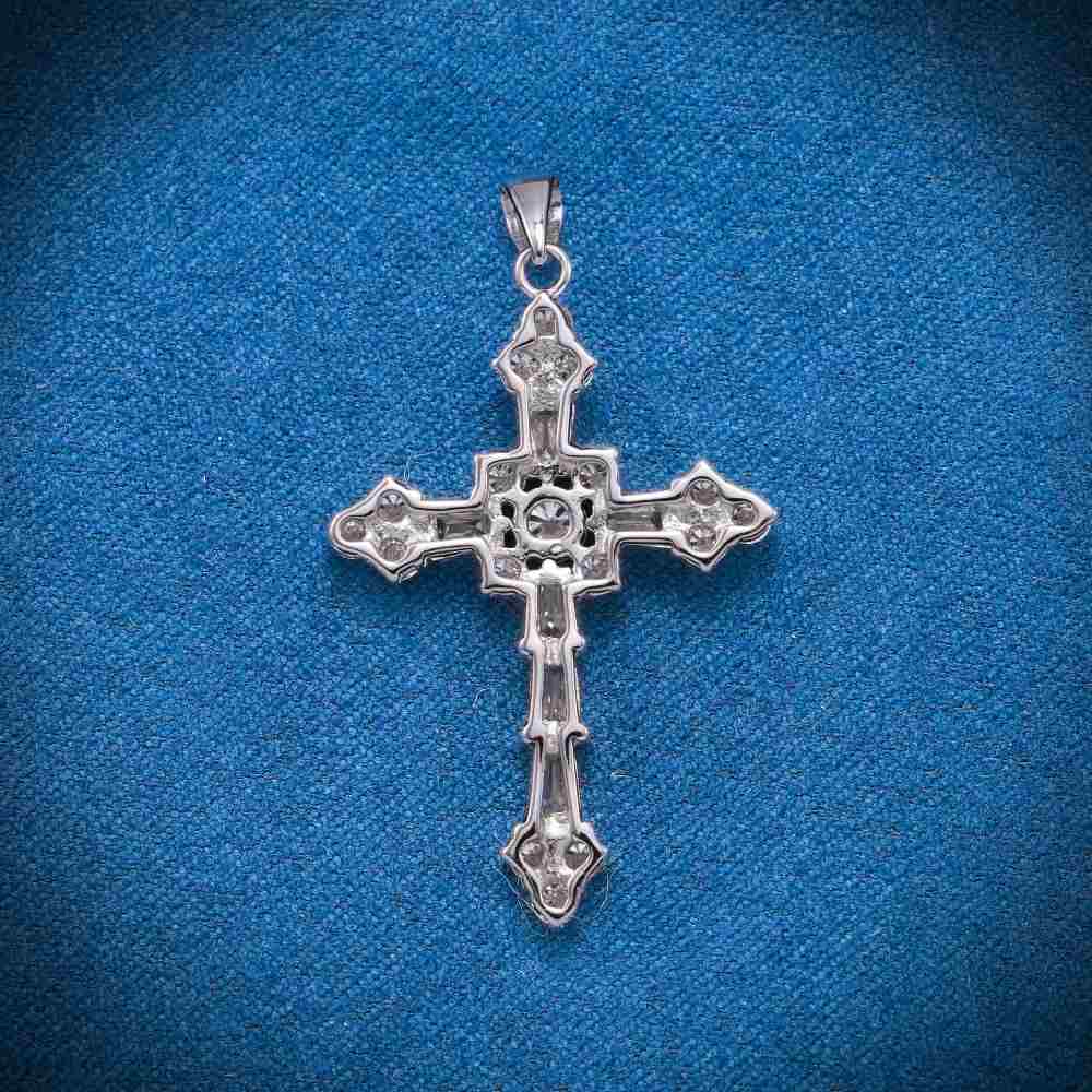 Moissanite Latin Cross Pendant 14K Gold 3