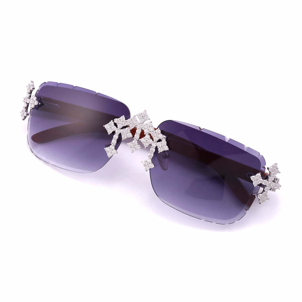 Moissanite fleur cross sunglasses dark blue