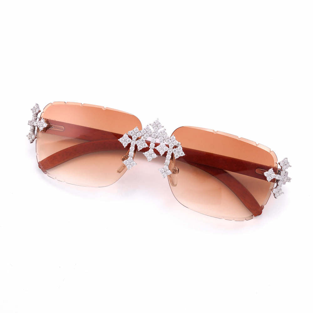 Moissanite fleur cross sunglasses brown