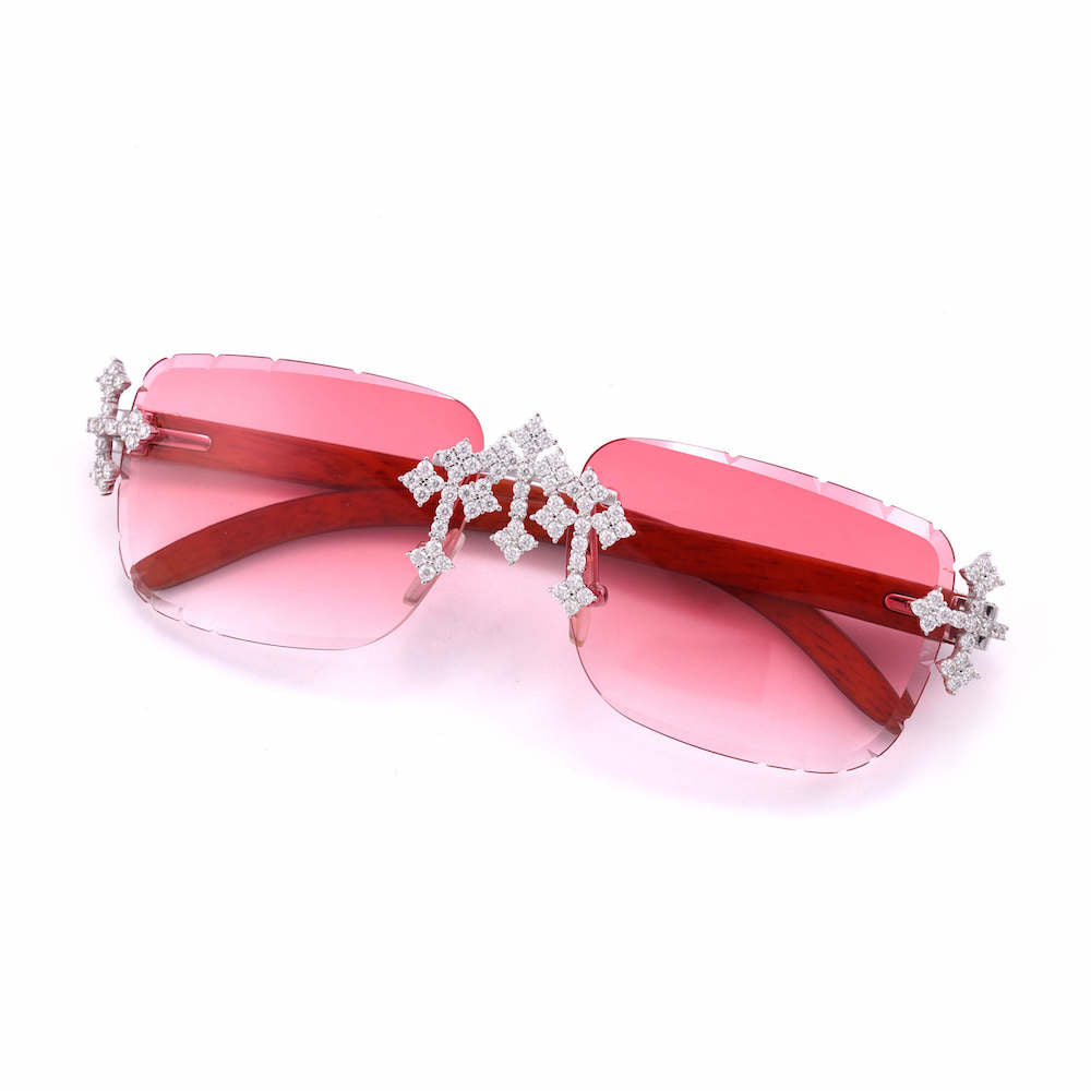 Moissanite fleur cross sunglasses pink