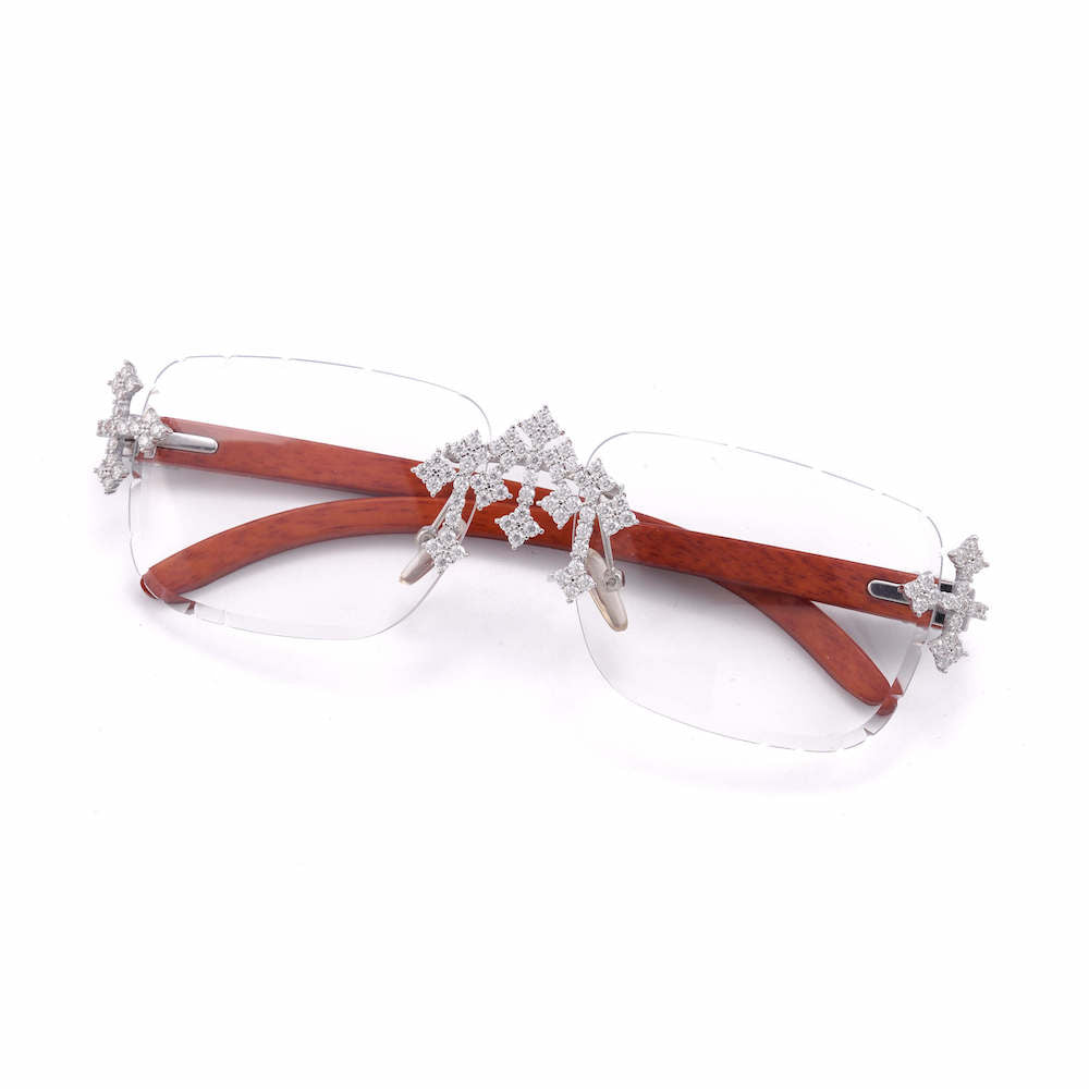 Moissanite fleur cross sunglasses clear