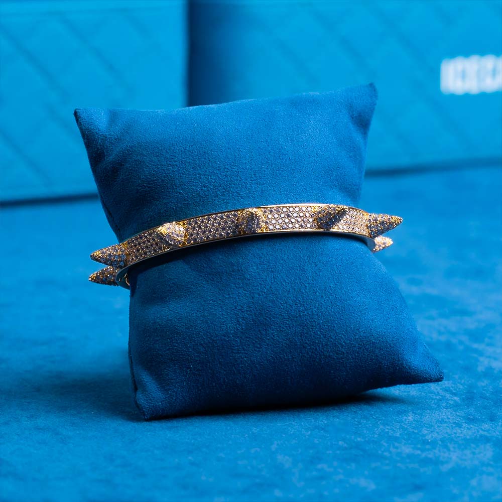 Moissanite spiked bangle 925 silver 14k gold
